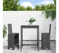 Outdoor Bar Set 3pc Grey Pine Solid Wood Table 82.5x82.5x110cm 2 Barstools Seats