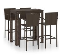 Outdoor Bar Set 5 Piece with Armrest Poly Rattan Brown Garden Furniture vidaXL