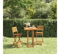 Outdoor bar set 75x75x110cm Solid acacia wood Natural finish Foldable stools 2pc