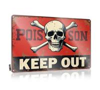 Outdoor Bar Signs Poison Keep Out: Skull And Crossbones Warning Tin Sign Man Cave Funny Signs Tin Sign Decor(30X40CM)
