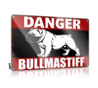 Outdoor Bar Signs Warning: Bullmastiff On Guard Tin Sign Man Cave Funny Signs Tin Sign Decor(30X40CM)