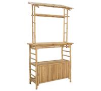 Outdoor Bar Table with Storage with Shelf Natural Bamboo Garden Dining vidaXL