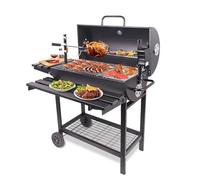 Outdoor Barbecue Charcoal Rotisserie BBQ Grill, Wheels, Large Cooking Grill, Side Table
