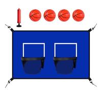 Outdoor Basketball Hoop, Double Basketball Hoop Accessory for Trampoline - Sports Game for Boys and Girls with Balls and Pump, Recreational Jumping for Family Backyard