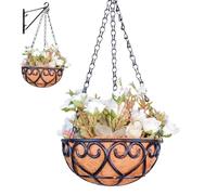 Outdoor Baskets for Plants - 10 Inch Hangings Flower Basket with Coco Nut Liner - Versatile Garden Decoration, Round Plant Holder for Front Door Wall Window