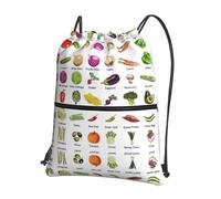 Outdoor Beach Bag Introduction Of Various Vegetables Drawstring Gym Bag Large-Capacity School Backpack For Sports, Travel, Exercise
