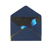 Outdoor Beautiful blue butterfly Printed Pearl Paper Greeting Card, Blue - Folded Blank Cards with Gold Trim for Weddings, Birthdays, Christmas