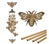 Outdoor Bee Wind Chimes Decor, Portable Wind Chime, Mobile Wind Catcher, Memorial Wind Bells with 7 Bees for Home, Yard, Patio, Trees, Garden Decoration, Valentines Gift, Festival Gift for Mom