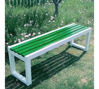 Outdoor Bench 100cm Cast Iron Garden Bench Slatted Solid Wood Seat Backless Patio Seating for Par Gardens Residences Schools - Color