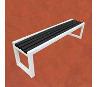 Outdoor Bench 100cm Cast Iron & Solid Wood Garden Bench No Backrest Slatted Seat Ideal for Par Gardens Patios Residential Areas Schools Color