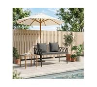 Outdoor Bench 2-Seater Grey/Dark Grey Poly Rattan 116x56x75 cm Weather Resistant