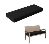 Outdoor Bench Cush Linen with 50D Foam Non-Slip Back with Ties Removable Cover Double-Edd Design 130x40x5cm Black Perfect for Patio or Garden
