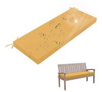 Outdoor Bench Cushion 124x46cm, 8cm Thick Patio Furniture Cushions Replacement, Indoor Outdoor Settee Seat Cushion Waterproof, Non-Slip Porch Swing Pads with Ties and Removable Cover, Yellow