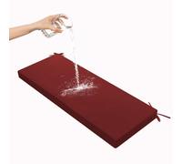 Outdoor Bench Cushion 8cm Thick, Garden Seat Pad for 2/3 Places, Double Piping, Non-Slip Washable Cover, Dark Red, 100x30cm, Perfect for Swing Chairs