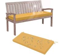 Outdoor Bench Cushion Waterproof 124x46cm, Garden Bench Seat Cushion for Indoor Furniture, 8cm Thick Settee Cushion Replacement, Patio Swing Pads with Ties and Hidden Zipper, Washable Cover, Yellow