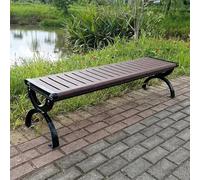Outdoor Bench - Weatherproof All Weather Patio Bench with Cast Iron Frame, 50" Poly Wood Slat Seating for Front Porch, Backyard and Lawn