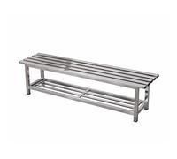 Outdoor Bench Weatherproof Backless Patio Seating Stainless Steel Material Garden Bench With Shoe Storage Shelf For Entryway, Porch, Pool, Hallway(120x35x45cm)