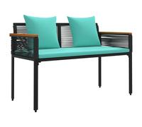 vidaXL Black Poly Rattan Garden Bench with Cushion 117 x 54 x 74.5cm - Size: 74.5 x 117 x 54cm - Wilko
