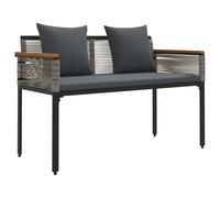 vidaXL Grey Poly Rattan Garden Bench with Cushion 117 x 54 x 74.5cm - Size: 74.5 x 117 x 54cm - Wilko