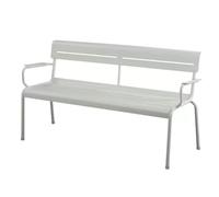 Outdoor Benches Patio Garden Bench with Backrest And Armrests Made of Aluminum Alloy No Assembly Required Adjustable Feet On the Bottom For Garden Backyard Lawn Porch Path(White)