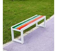 Outdoor Benches Weatherproof, Patio Park Rainbow Slats Garden Bench, Stable Structure, Colorful Benches for Lawn Yard Path Lounge Hallway Gym Schools Shopping Malls(White,100x40x45cm/39x16x18in)