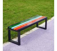 Outdoor Benches Weatherproof, Patio Park Rainbow Slats Garden Bench, Stable Structure, Colorful Benches for Lawn Yard Path Lounge Hallway Gym Schools Shopping Malls(Black,120x40x45cm/47x16x18in)