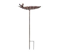 Outdoor Bird Bath, Cast Iron Bath, Leaf Shaped Bowl, Rust Resistant Decorative Stand Indoor Outdoor Use, for Courtyard Backyard Yard Patio Birdwatching Garden Bird Feeding Station 27x20x5.5cm