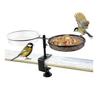 Outdoor Bird Bath | Outdoor Wild Birds Bath with Feeder,Animals Water Dish with Detachable Tray, Adjustable Bowl for Balcony Handrails, Terrace Pillars