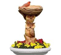 Outdoor Bird Bath - Resin Owl Sculpture Basin with Best Weather Shield Finish | Multipurpose Portable Garden Decor Feeding Tray Patio Lawn Wildlife Observation Landscape Accent Bird Bass Outdoor Owl