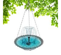 Outdoor Bird Bath, Solar Fountain Feeder, 9.25x18in Hangable Garden Decor, Authentic Weather-Resistant Material, Easy Installation Design for Patio Balcony Hummingbird Use
