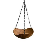 Outdoor Bird Bath - Wooden Vintage Decorative Birdbath | Hanging Chain Design with Stable Base for Park Deck Yard Porch Supporting Backyard Balcony Fence Lawn Aviary Finch Monk Parrots Food Water