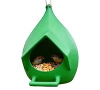 Outdoor Bird Feeder - Easy Refill Wide Opening Station, Clear Visual Seed Level Monitoring, Detachable Drainage Tray, Aesthetic Garden Decor Accessory Case for Backyard Patio and Balcony