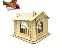 Outdoor Bird Feeder - Solid Wood Bird Protection Handmade Aviary Nesting Box Environmentally Friendly Cage Accessories for Outdoor Use | Protective Roof Construction with Drainage