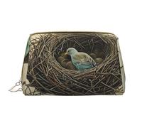 Outdoor Bird Home Printed Makeup Bag for Women Portable Leather Make up Bag Travel Zipper Cosmetic Bags Organizer