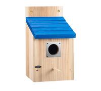 Outdoor Bird House, 22cm Ventilated Bird Nesting Box for Finch Swallow Egg Protection, Metal Protective Cover with Lock Safety Feature, Garden Deck Balcony Observation Use, Natural Wood