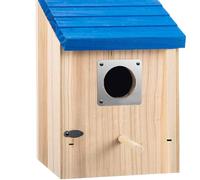 Outdoor Bird House - 5.9x8.7 Inch Natural Wood Nesting Box, Metal Protective, Anti-Predator Entry Guard Shield Base, Practical Accessory Case | Backyard Patio Decoration Bird Watching