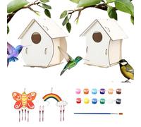 Outdoor Bird House,Bird House Kit, 2 Sets Wooden Assembly Birdhouse - Educational Art Craft Wood Toys For Kids Girls Boys