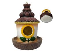 Outdoor Bird House - Resin Protective Nest Rustic Garden Shed Sturdy Backyard Hut | Creative Modern Design Decorative Balcony Patio Park Bird Feeder