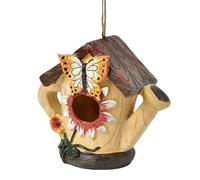Outdoor Bird House - Small Colored Resin Butterfly Flower Design Shelter | Bird Nesting Box,for Finch Swallow Outside Tree Garden Yard Park Decoration