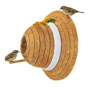 Outdoor Bird House - Straw Hat Resin Birds, Brooding Blue Animal Bird Tree Wren, Garden Porch, Tree Bird Watchers