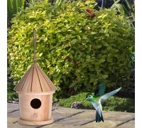 Outdoor Bird House - Wooden Humming Bird Nest | Hanging Bird House, Wooden Bird Nesting Box, Wooden Birdhouses Hand Painted, Pet Cottage For Wren Swallow Sparrow Hummingbird Finch Hut