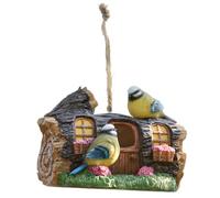 Outdoor Bird Nest for Trees | Hummingbird Hanging Habitat | Decorative Resin Bird House for Garden Use | Rustic Cabin Style Bird House for Backyard Hummingbirds
