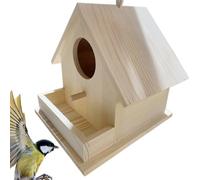 Outdoor Bird Shelter Rustic | Mounted Bird Feeder Box with Pole Support for Backyard Decor Perfect Nesting Cottage for Wild Birds Like Hummingbirds and in Patios Lawns Gardens