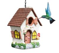 Outdoor Birdhouse | 21cm Windproof Artificial Resin Nest, with Chain and - and Plant Motif Waterproof Decorative Birdhouse - For Swallows, Finks, Wrens, Trees, Outdoor, Gardens, Yards,