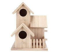 Outdoor Birdhouse Paulownia Bird Breeding Box, Three - Room Wild Bird Nesting House for Garden Yard, Natural Wood Decorative Bird Shelter