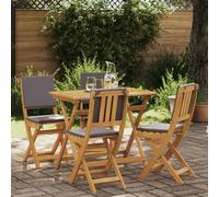Outdoor Bistro Chair Dark Grey 38x46x85cm Solid Acacia Wood Foldable w/ Cushion