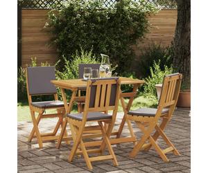 Outdoor Bistro Chair Dark Grey 38x46x85cm Solid Acacia Wood Foldable w/ Cushion