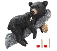 Outdoor Black Bear Decor: Cub Napping, Bear Hanging Out Faces Figurine Peeker Sculpture Up in a Trees, Yard Decorations Resin Funny Sculpture Baby Bear Statue Garden
