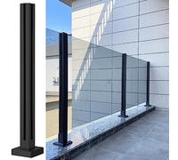 Outdoor Black Glass Handrail with Floor Mount Bracket Durable Support for Indoor/Outdoor Patios Gardens Hallways Safety and Style for Staircases