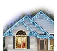 Outdoor Blue and Cool White Icicle Christmas Fairy Lights, 300 LED 6 Metres Lit Width, 60 Icicles, 8 Hour Timer, 8 Modes, Safe Voltage